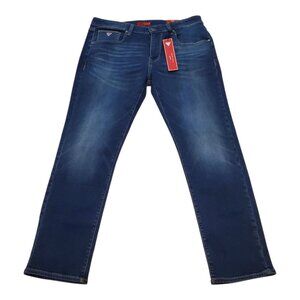 NEW GUESS SZ 38 x 30 Men's Vermont Slim Straight Distressed Stretch Jeans